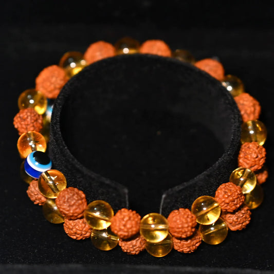 Citrine Crystal Rudraksha Harmony Bracelet ( Buy 1 Get 1 Free )