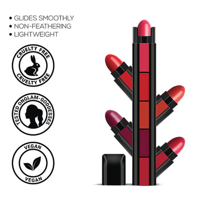 5 Shades Premium Lipstick - (Buy 1 + Get 1 Free) - Limited Time Offer